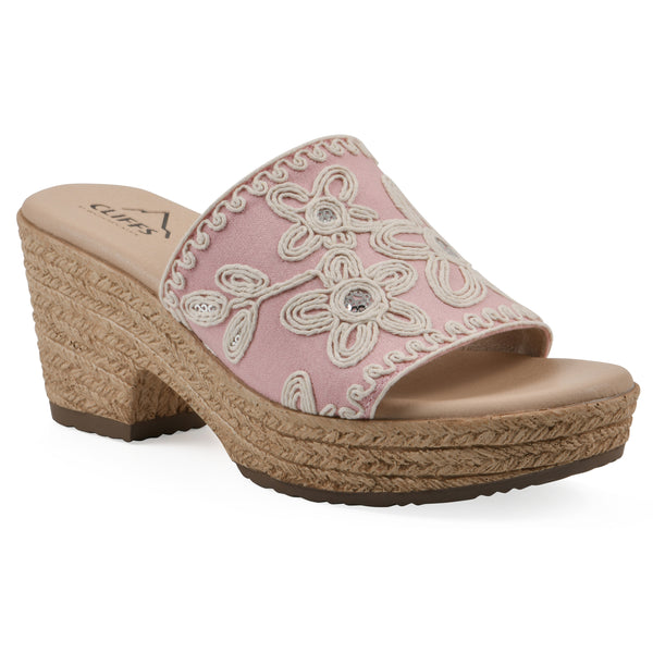 summit by white mountain Biancia Heeled Sandal - Light Pink Fabric