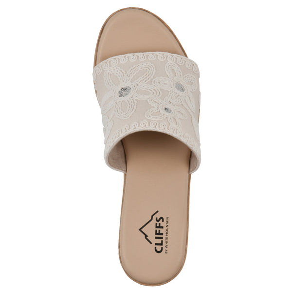 Summit By White Mountain Biancia Heeled Sandal - Natural And White Fabric