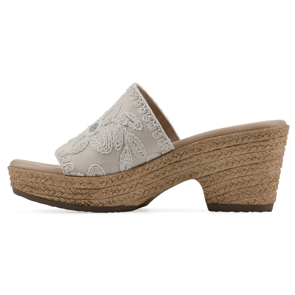 Summit By White Mountain Biancia Heeled Sandal - Natural And White Fabric