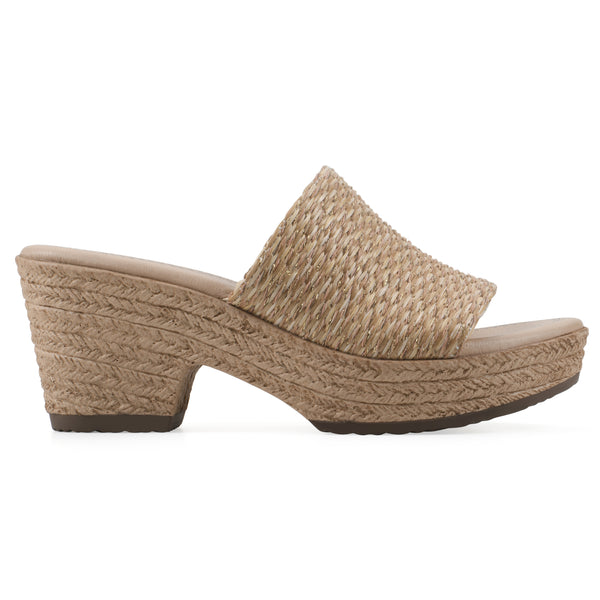 Summit By White Mountain Biancia Heeled Sandal - Natural Metallic Fabric