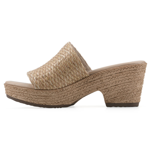 Summit By White Mountain Biancia Heeled Sandal - Natural Metallic Fabric