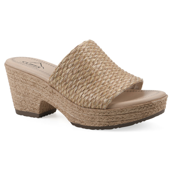 summit by white mountain Biancia Heeled Sandal - Natural Metallic Fabric