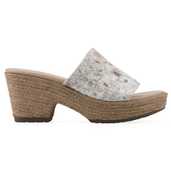 Summit By White Mountain Biancia Heeled Sandal - White Floral Fabric
