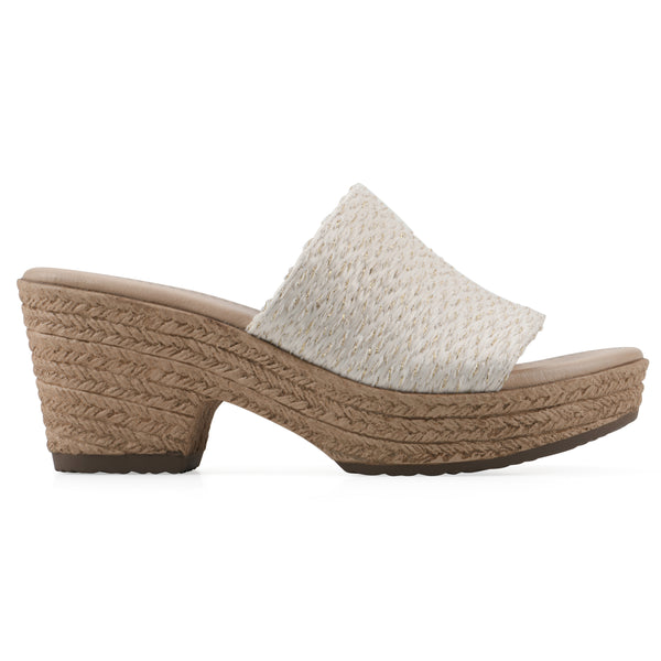 Summit By White Mountain Biancia Heeled Sandal - White Metallic Fabric