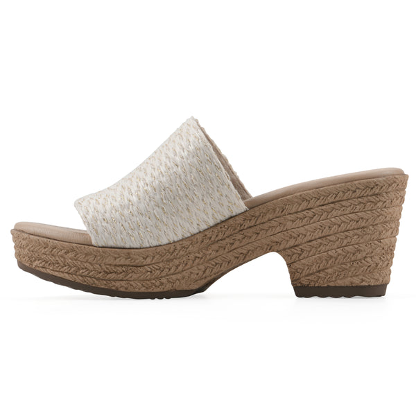 Summit By White Mountain Biancia Heeled Sandal - White Metallic Fabric