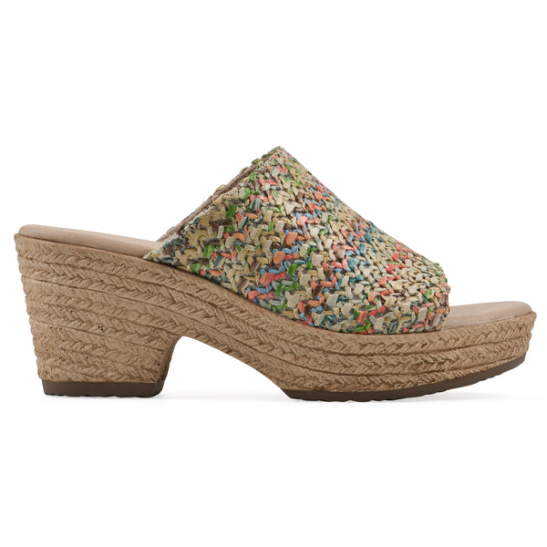 Summit By White Mountain Biando Heeled Sandal - Multi Raffia