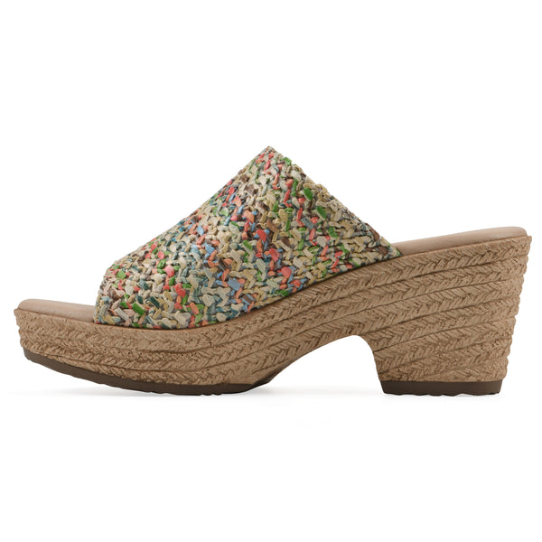 Summit By White Mountain Biando Heeled Sandal - Multi Raffia