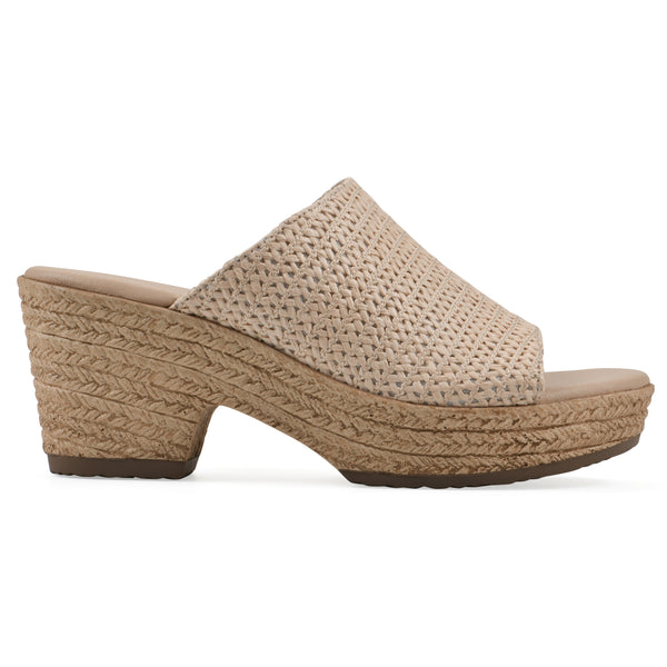 Summit By White Mountain Biando Heeled Sandal - Natural Raffia