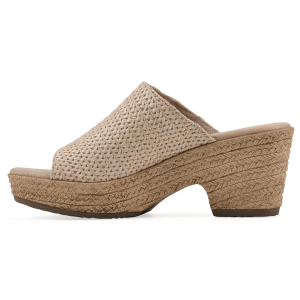 Summit By White Mountain Biando Heeled Sandal - Natural Raffia