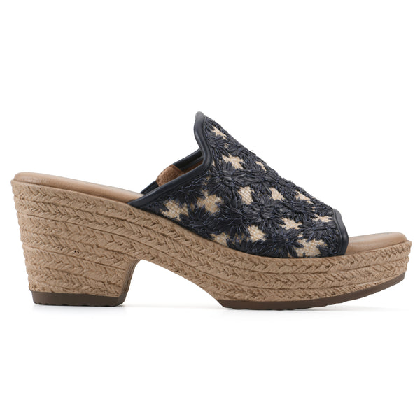 Summit By White Mountain Bizzie Heeled Sandal - Dark Blue Fabric