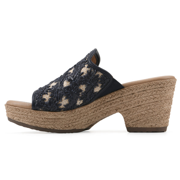 Summit By White Mountain Bizzie Heeled Sandal - Dark Blue Fabric