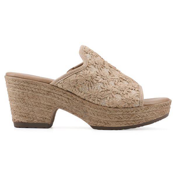 Summit By White Mountain Bizzie Heeled Sandal - Natural Fabric