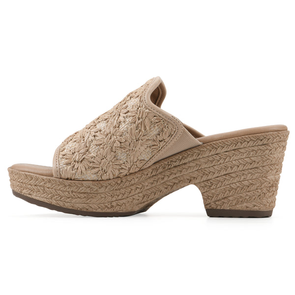 Summit By White Mountain Bizzie Heeled Sandal - Natural Fabric