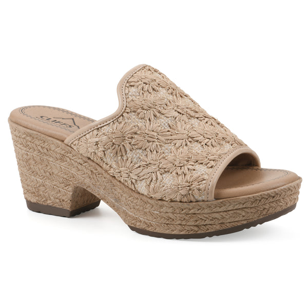 summit by white mountain Bizzie Heeled Sandal - Natural Fabric