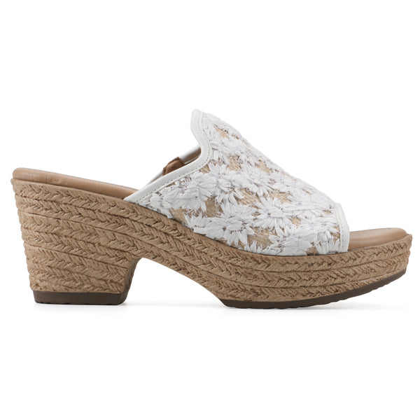 Summit By White Mountain Bizzie Heeled Sandal - White Fabric