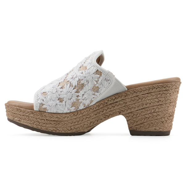 Summit By White Mountain Bizzie Heeled Sandal - White Fabric
