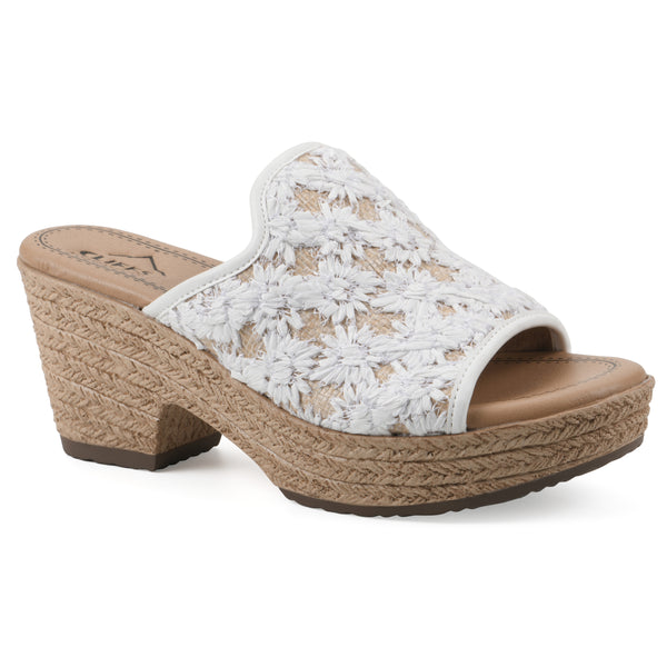 summit by white mountain Bizzie Heeled Sandal - White Fabric