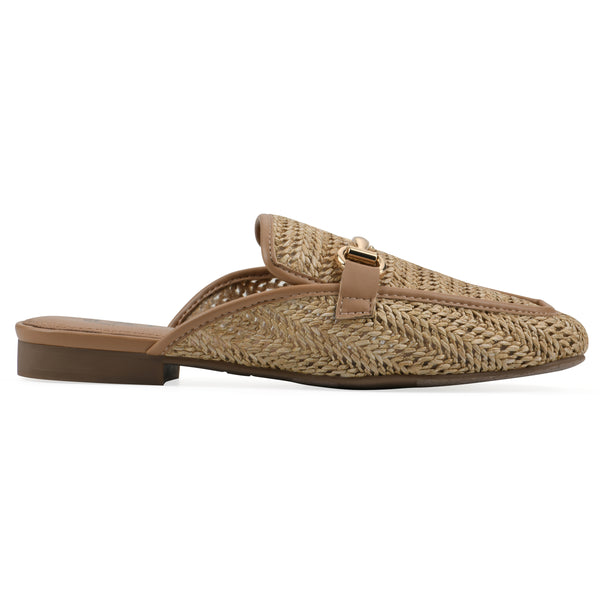 Summit By White Mountain Bobbin Mule - Dark Natural Raffia