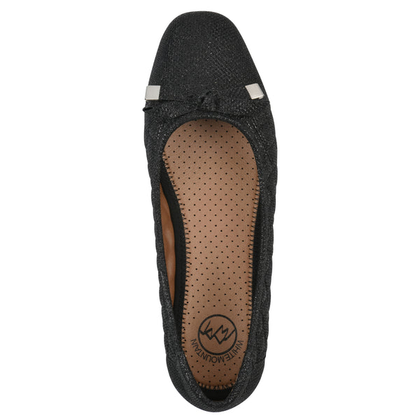 Summit By White Mountain Bocah Flat - Black Glitter Fabric