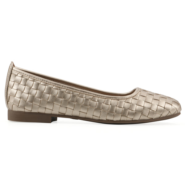 Summit By White Mountain Boccie Flat - Light Gold Faux Leather