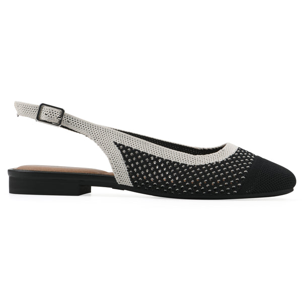 Summit By White Mountain Bonie Slingback Flat - Black With Cream Knit
