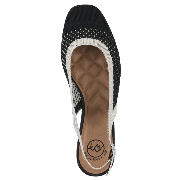Summit By White Mountain Bonie Slingback Flat - Black With Cream Knit