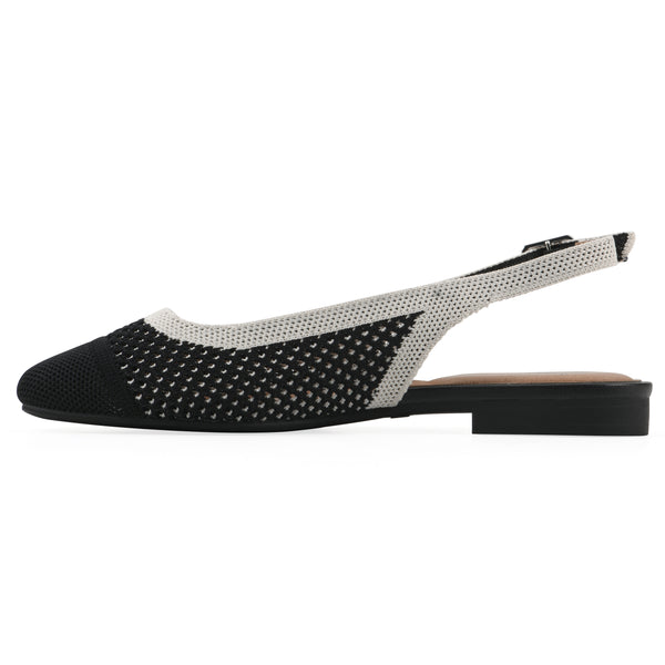 Summit By White Mountain Bonie Slingback Flat - Black With Cream Knit