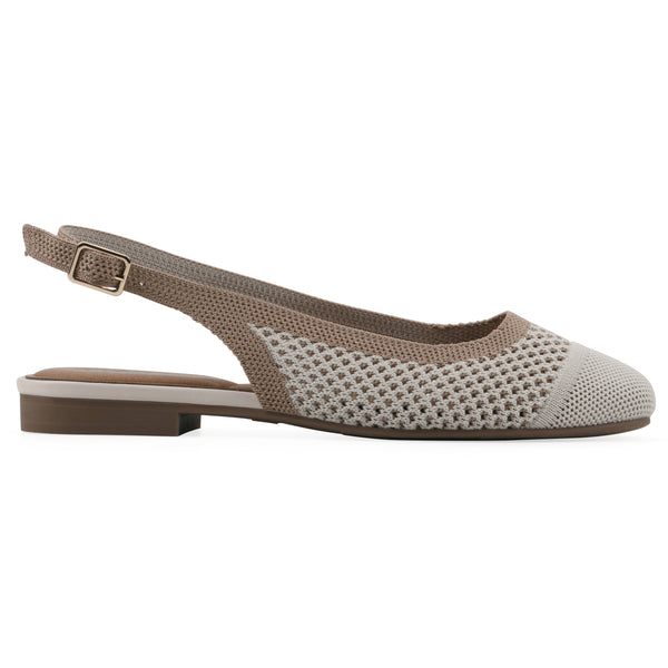 Summit By White Mountain Bonie Slingback Flat - Cream With Tan Knit