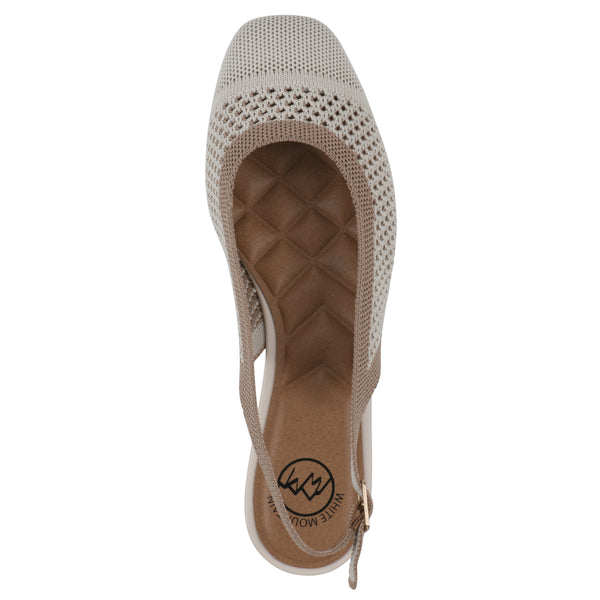 Summit By White Mountain Bonie Slingback Flat - Cream With Tan Knit