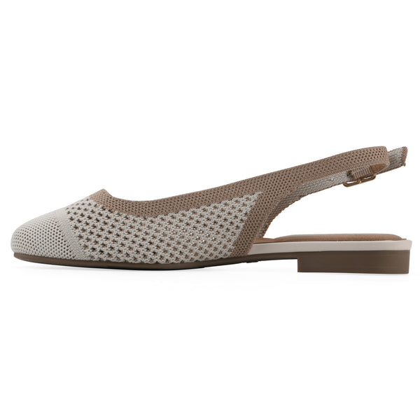 Summit By White Mountain Bonie Slingback Flat - Cream With Tan Knit