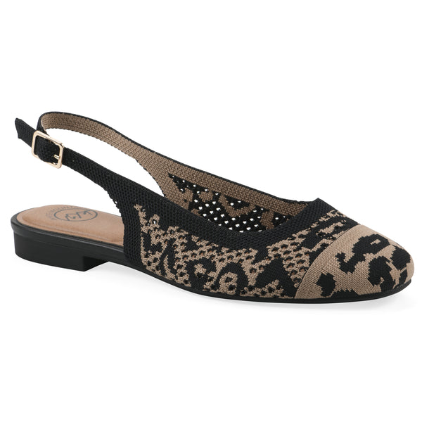 summit by white mountain Bonie Slingback Flat - Leopard Knit