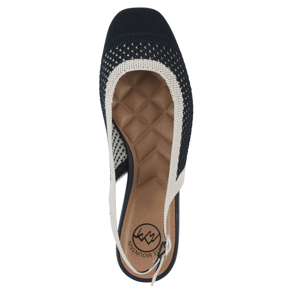 Summit By White Mountain Bonie Slingback Flat - Navy With Cream Knit