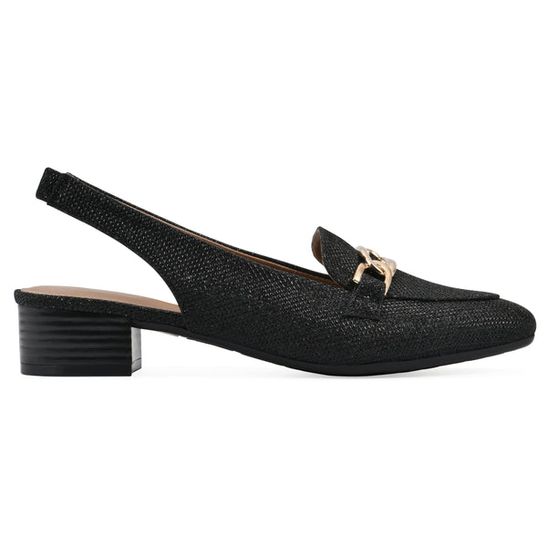 Summit By White Mountain Boreal Slingback Heel - Black Glitter Fabric
