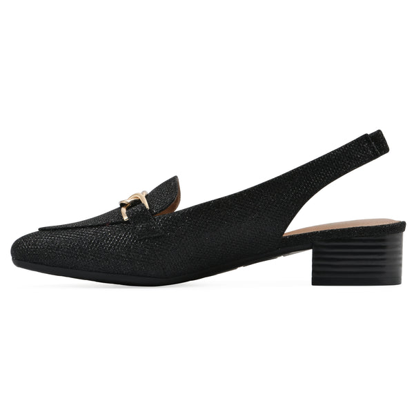 Summit By White Mountain Boreal Slingback Heel - Black Glitter Fabric