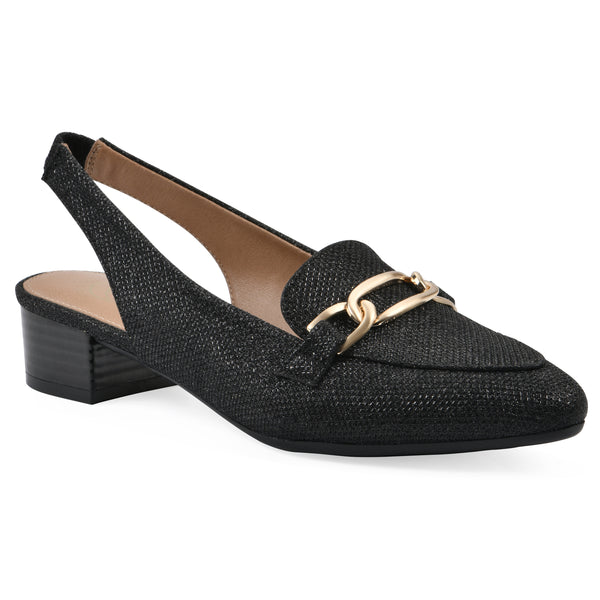 summit by white mountain Boreal Slingback Heel - Black Glitter Fabric
