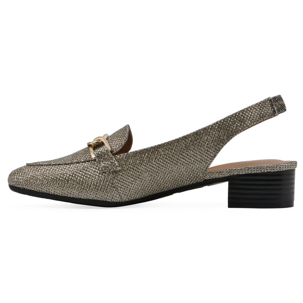 Summit By White Mountain Boreal Slingback Heel - Gold Glitter Fabric