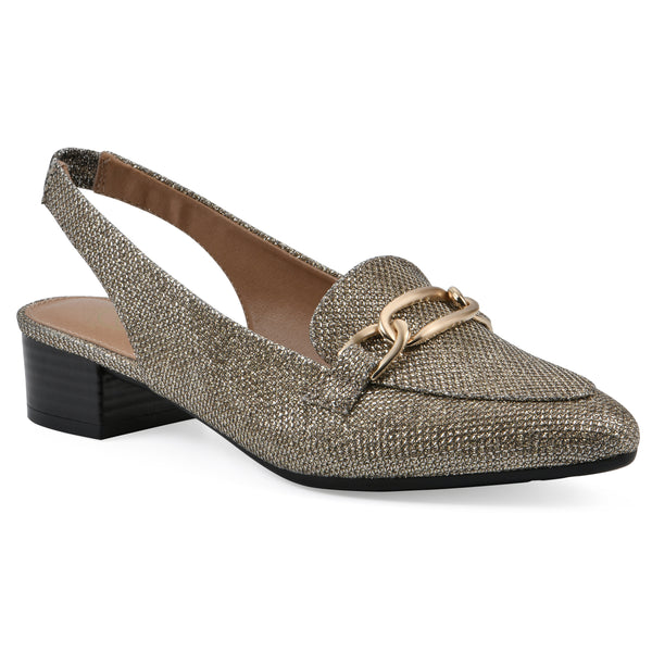 summit by white mountain Boreal Slingback Heel - Gold Glitter Fabric