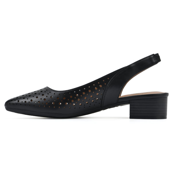 Summit By White Mountain Boronic Slingback Heel - Black Faux Leather