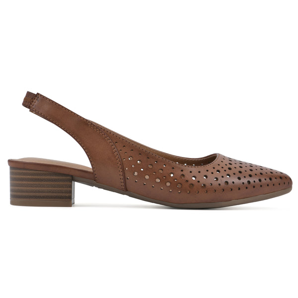 Summit By White Mountain Boronic Slingback Heel - Chestnut Faux Leather