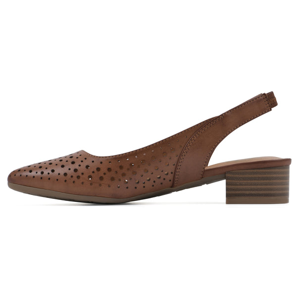 Summit By White Mountain Boronic Slingback Heel - Chestnut Faux Leather