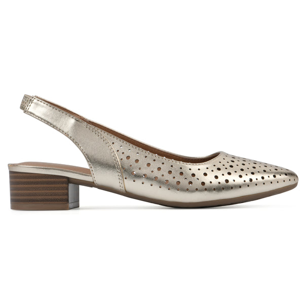 Summit By White Mountain Boronic Slingback Heel - Light Gold Metallic Faux Leather