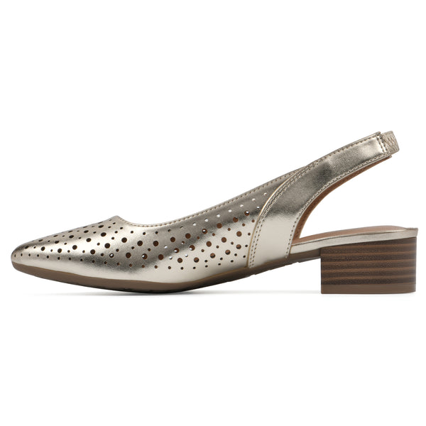 Summit By White Mountain Boronic Slingback Heel - Light Gold Metallic Faux Leather