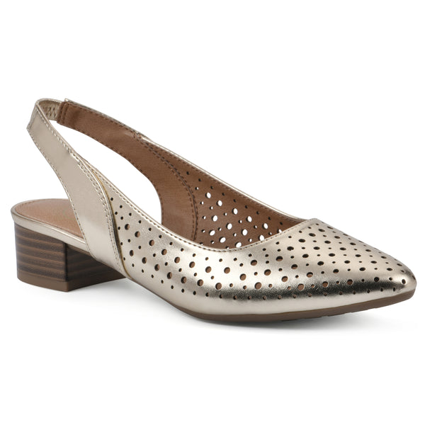 summit by white mountain Boronic Slingback Heel - Light Gold Metallic Faux Leather