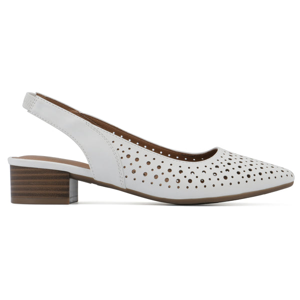 Summit By White Mountain Boronic Slingback Heel - White Faux Leather