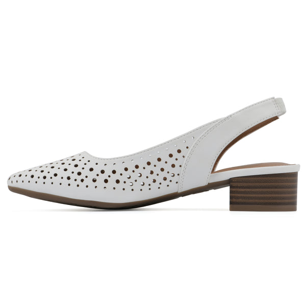 Summit By White Mountain Boronic Slingback Heel - White Faux Leather