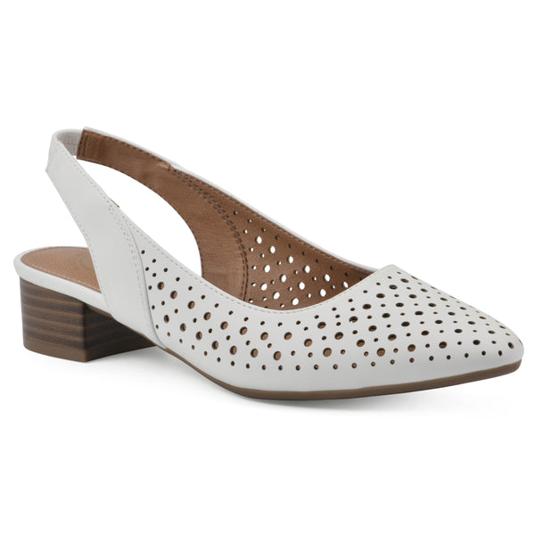 summit by white mountain Boronic Slingback Heel - White Faux Leather
