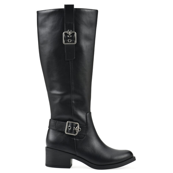 Summit By White Mountain Calzone Tall Boot - Black Faux Leather