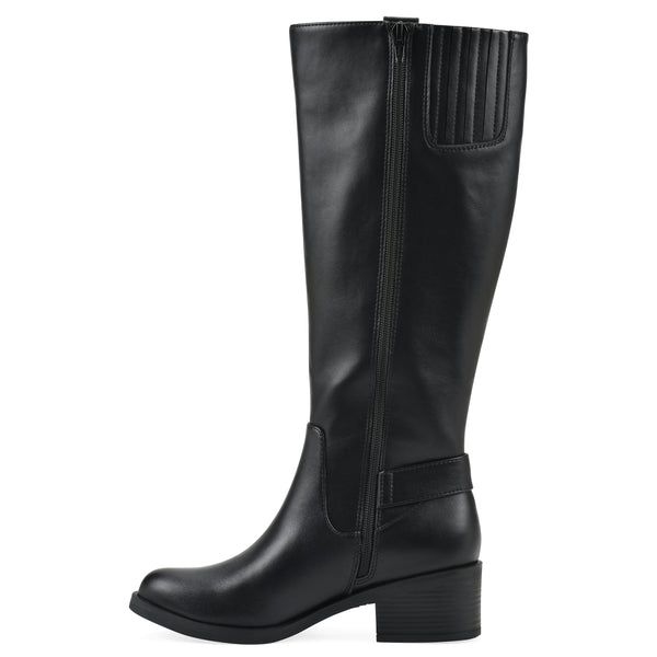 Summit By White Mountain Calzone Tall Boot - Black Faux Leather