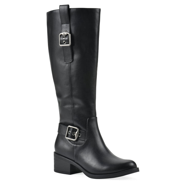 summit by white mountain Calzone Tall Boot - Black Faux Leather