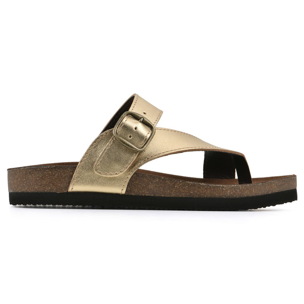 summit By White Mountain Carly Footbeds Sandal - Antique Gold Leather